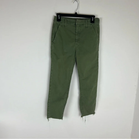 MOTHER The Shaker Prep Fray Pant In Fatigue Military Utility Green Size 24 - Picture 1 of 6